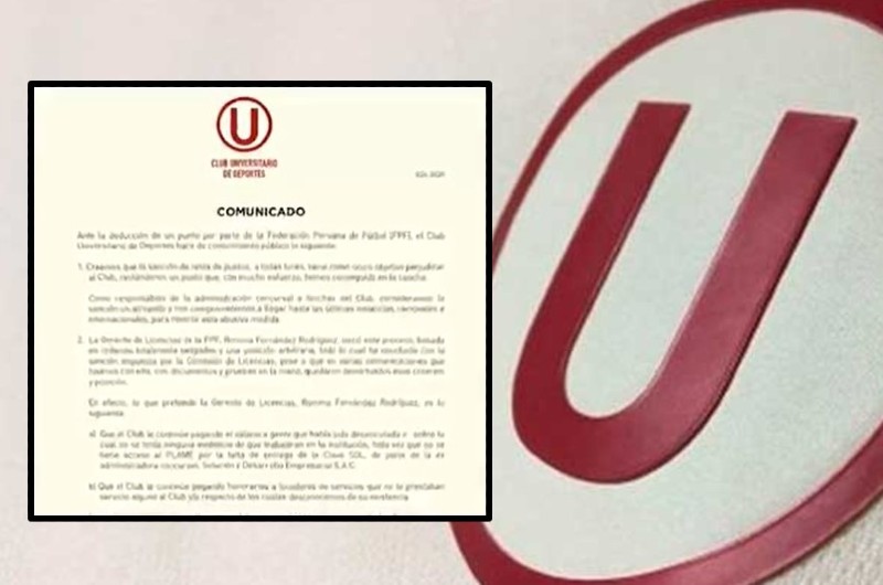 Universitario de Deportes anuncia que impugnará sanción por punto perdido